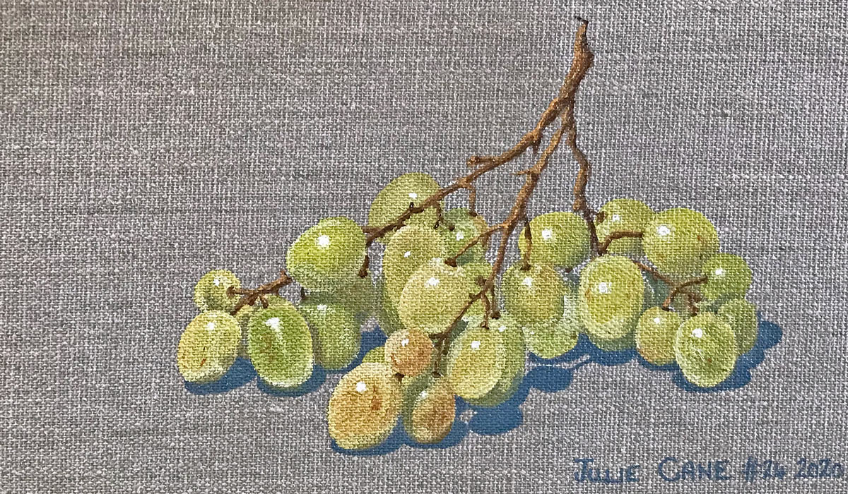 Oil Painting still life by Julie Cane of grapes