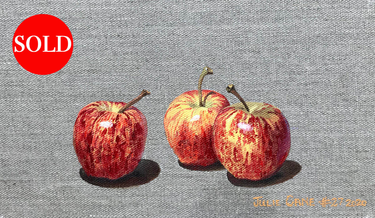 Oil Painting still life by Julie Cane of apples