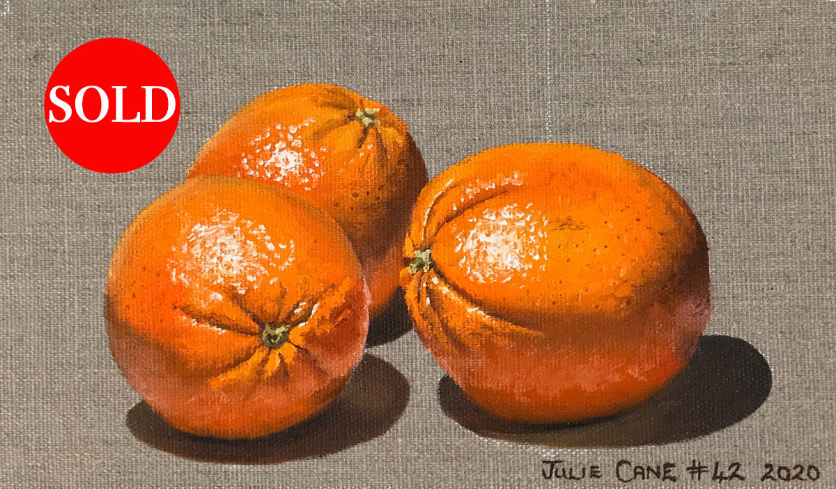 Oil Painting still life by Julie Cane of oranges