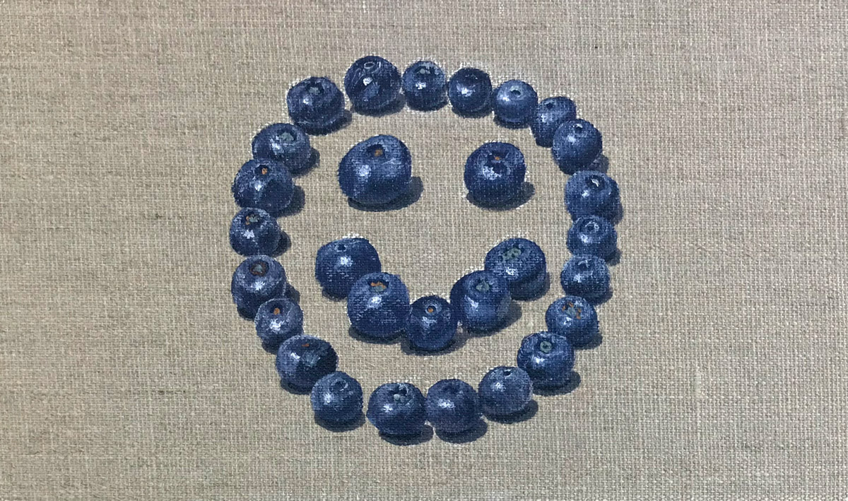 Oil Painting still life by Julie Cane of Blueberries 