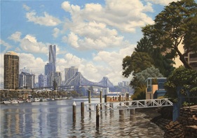 JulieCane painting Story Bridge Oil on canvas