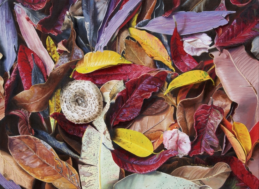 Autumn Red leaves by Julie Cane, Australian artist, 30x40cm, Oil on Canvas