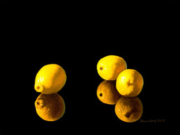 Painting of three Lemons Julie Cane