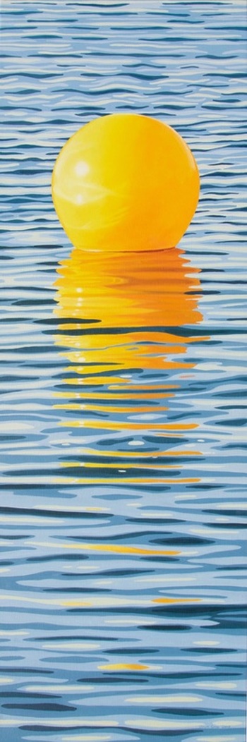 Sea bouy, Yellow Bouy, Ocean marker, Oil Painting, Australian artist, Julie Cane