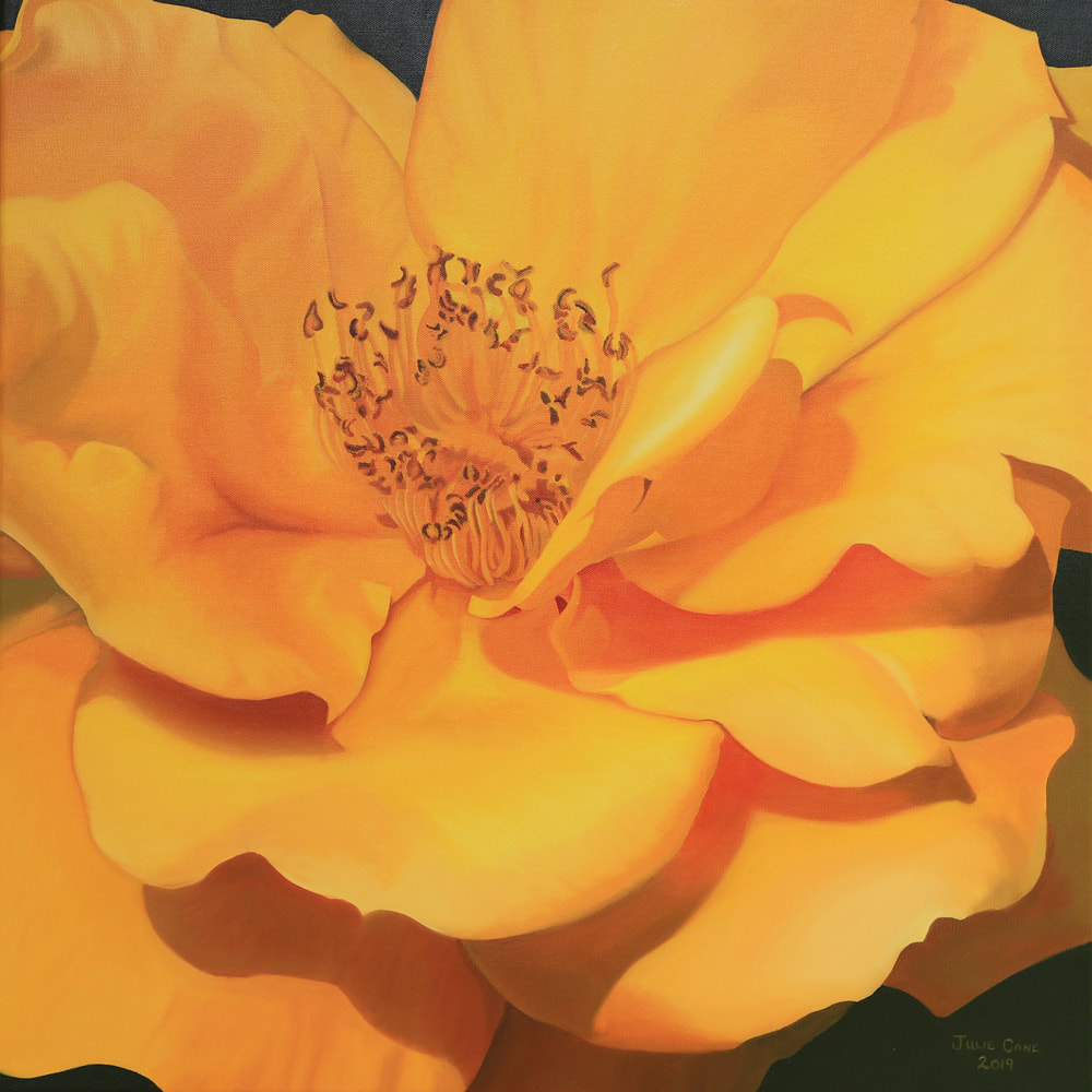 Yellow Rose Floral painting by Julie Cane artist