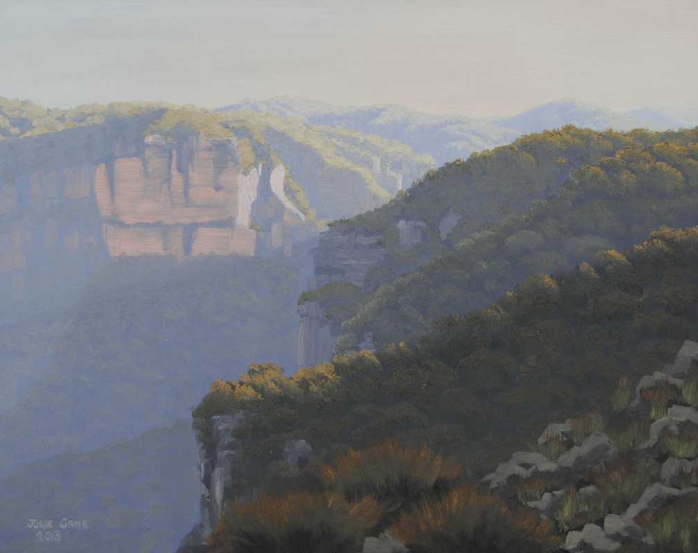 Blue Mountains landscape in oil paint by Julie Cane