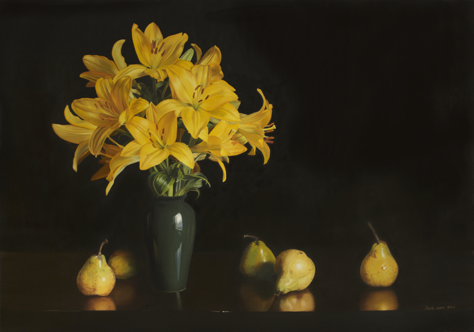 Yellow Lilies by Julie Cane, Australian Artist, oil painting